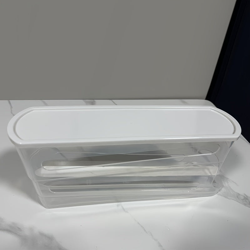 Caja de almacenamiento de huevos con ruedas y ahorro de espacio, organizador de plástico para nevera