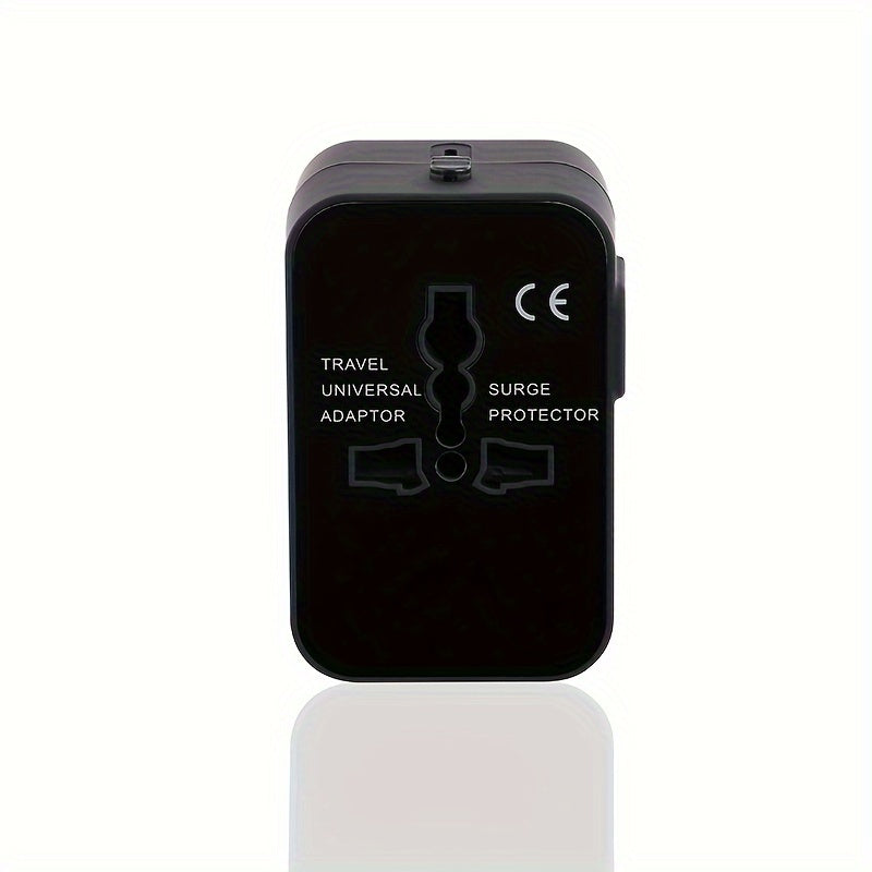 USA, EU, UK, Avstraliya uchun USB bilan qora universal sayohat adapteri, dunyo bo'ylab mos keladigan devor zaryadkasi