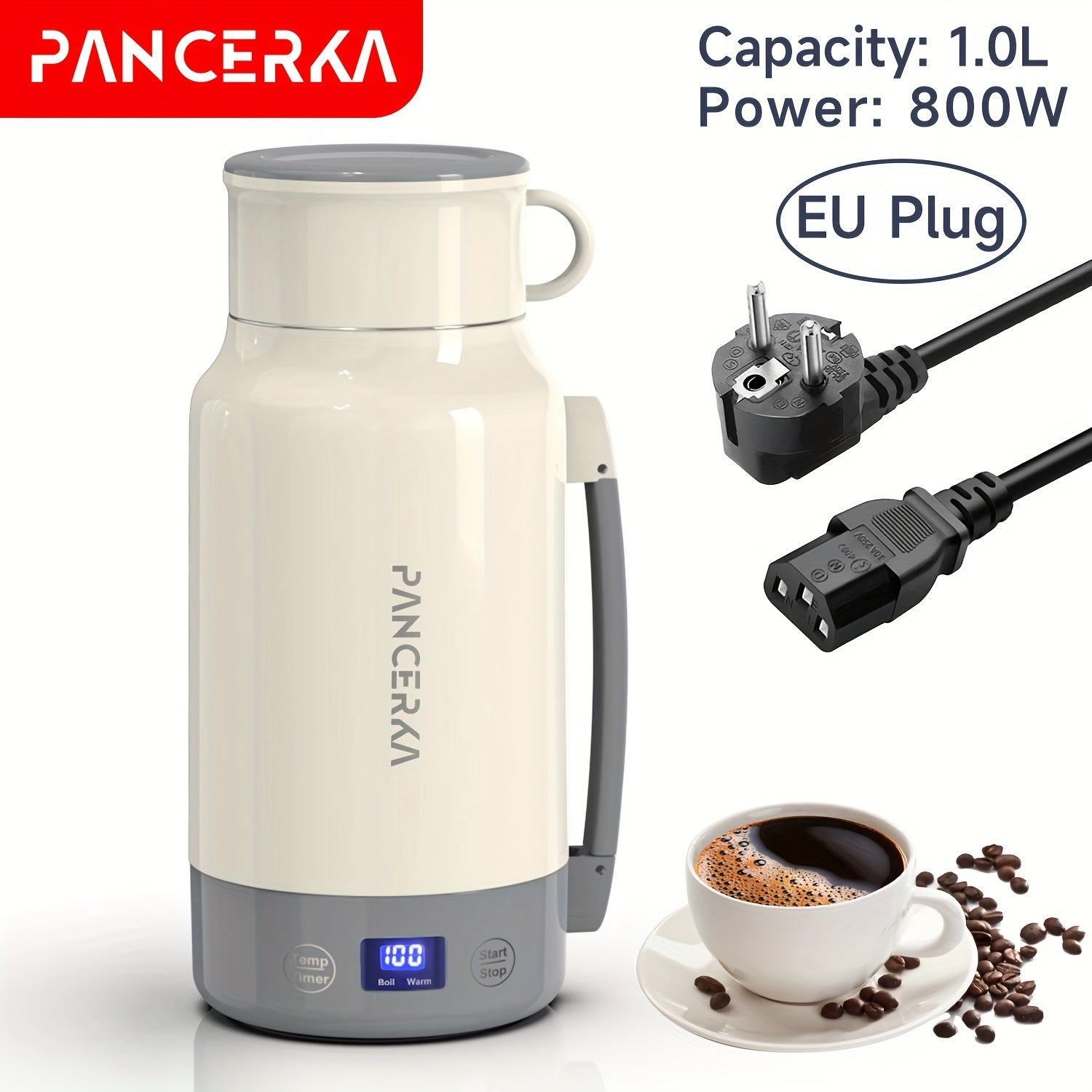 Portable Stainless Steel 1.0L Electric Kettle 800W Travel Coffee Boiler