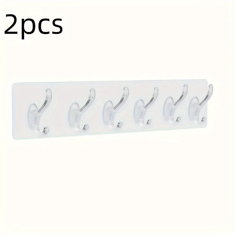 Adhesive Transparent Hook Set with Six Waterproof Seamless Hooks