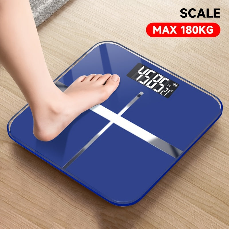 Black Digital Bathroom Scale 183.7 KG Capacity LCD Display Sleek Design