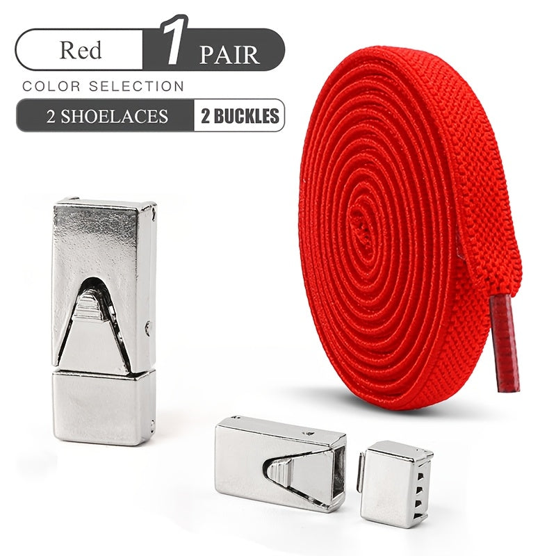 Unisex Elastic Shoelaces Set with Buckles for Sneakers and Canvas Shoes