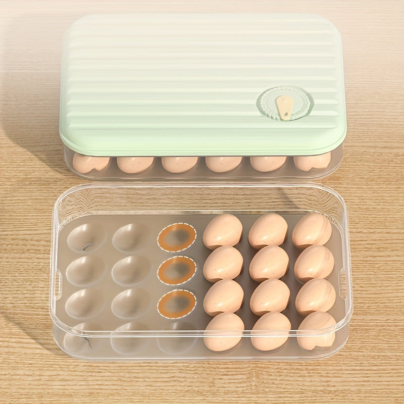 24-Pack Egg Storage Container Plastic Egg Basket with Lid and Freshness Tray