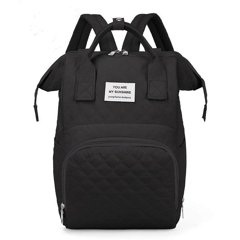 Solid Color Diaper Bag with Large Capacity and Insulated Bottle Pocket for Moms