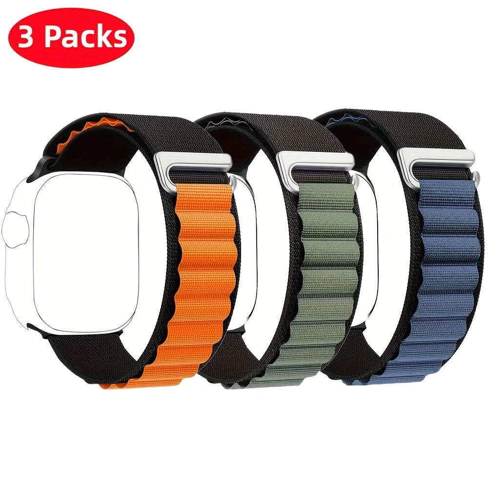 Alpine Loop Nylon Sport Watch Bands for Apple Watch 42mm-49mm Adjustable C-Hook Closure Orange Gray Black