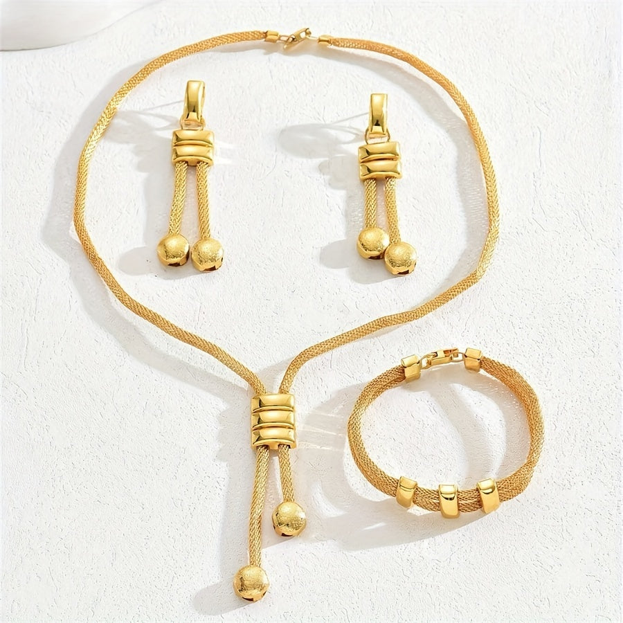 Conjunto de joyería de cobre chapado en oro de 14K estilo boho para mujer, collar y pendientes con inspiración africana para uso diario y fiestas