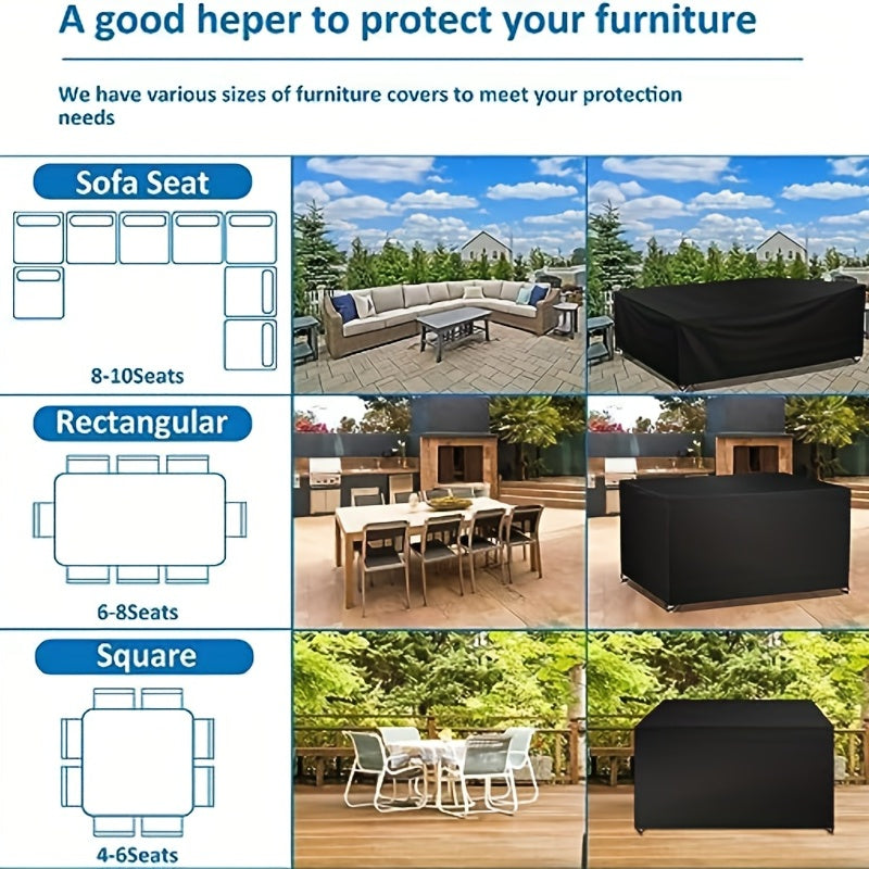 Outdoor Furniture Cover Black 420D Oxford Weather-Resistant Garden Lawn Deck