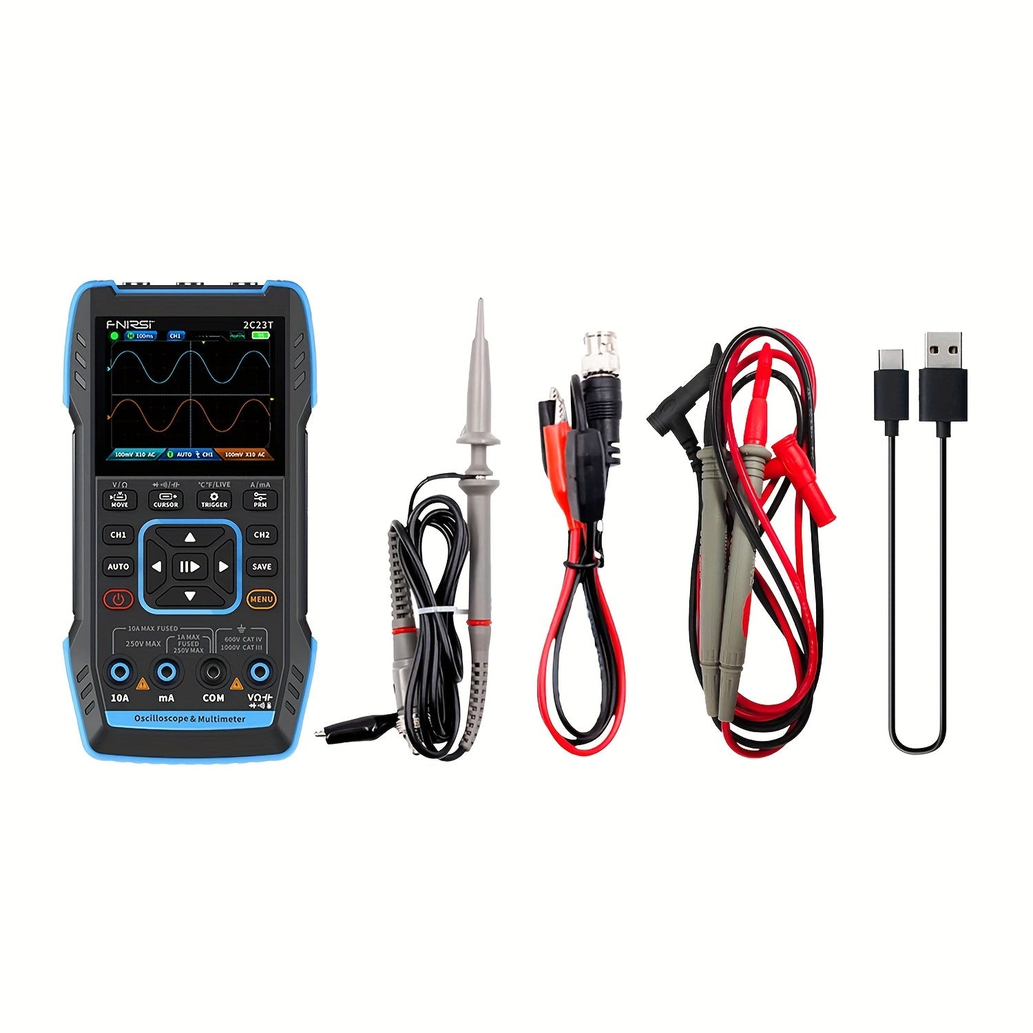 Handheld Digital Oscilloscope Multimeter with Signal Generator Dual-Track 10MHz 50Ms/S