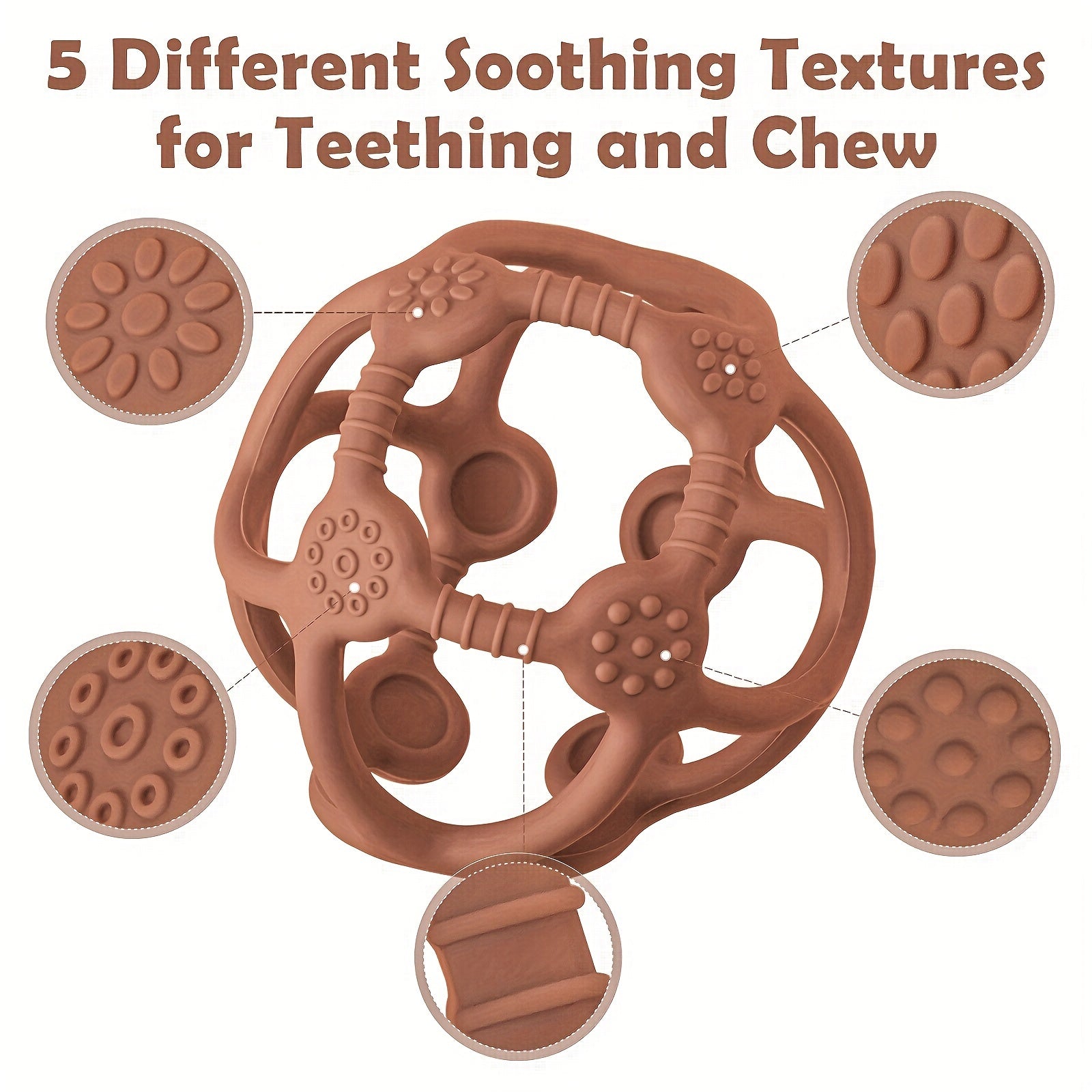 TYRY.HU Silikon Bolalar Tishlash To'pi - Geometrik Dizayn, Bolalar va Kichiklar uchun Oson Ushtirish - Rojdestvo va Shukrona Kuni uchun Ajoyib Ta'gif - Turli Ranglarda Qaynatish Mashinasida Yuvish Mumkin - Bolalar uchun Tishlash O'yinchoqlari