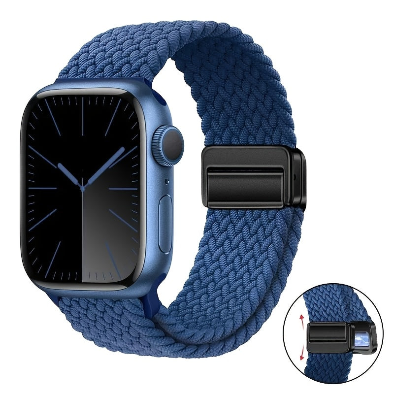 Nylon Watch Strap for Apple iWatch Series 1-9 Magnetic Snap Buckle Loop Compatible with 38mm to 49mm Sizes