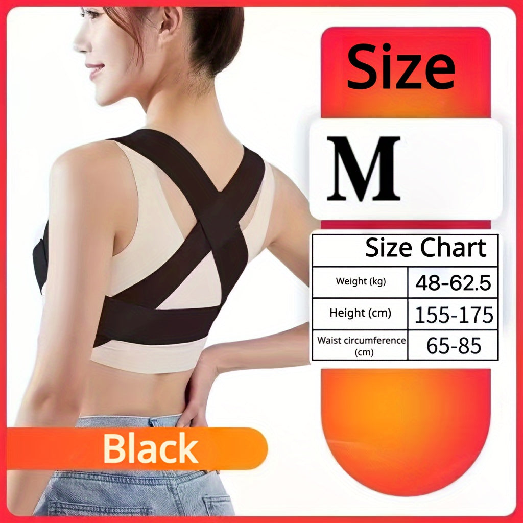 Invisible Back Brace for Hunched Shoulders Posture Support Adjustable Spinal Alignment Black Pink