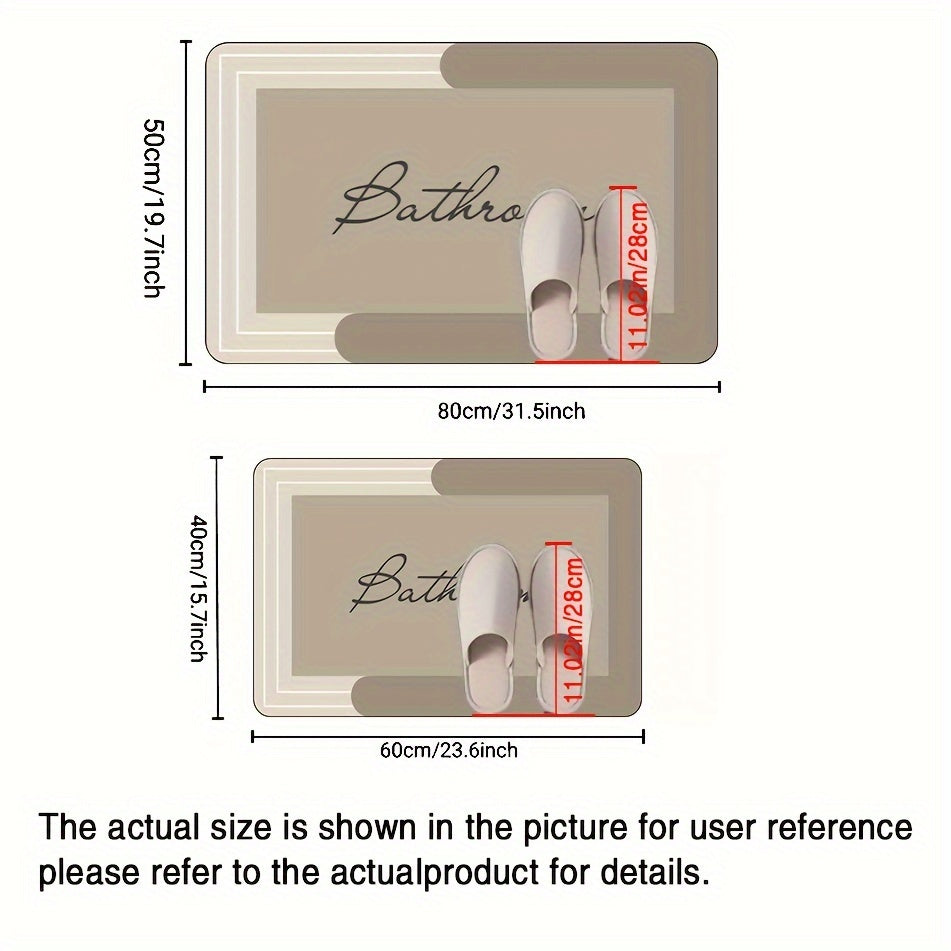 Bath Mat with Geometric Pattern, Anti-Slip, Quick-Dry, Washable, Dirt-Resistant