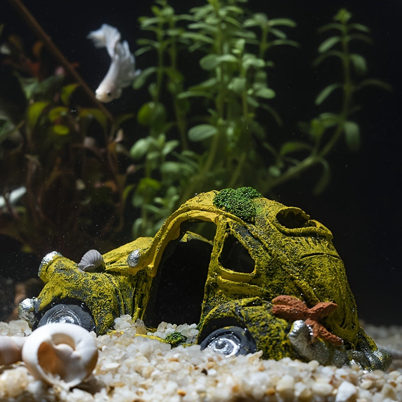 Resin Aquarium Decoration Old Car Bus Hideaway Ornament for Fish Tank