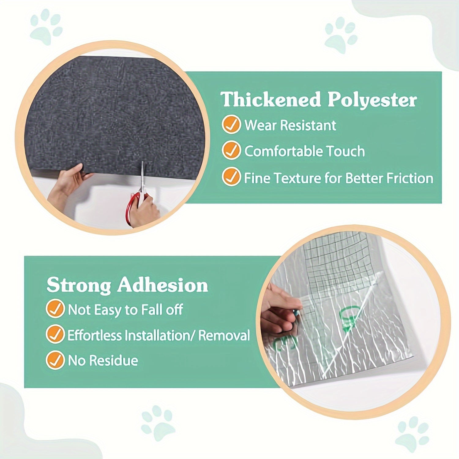 Self-Adhesive Cat Scratching Mat 39.88cm x 199.9cm Durable Synthetic Fiber Furniture Protector