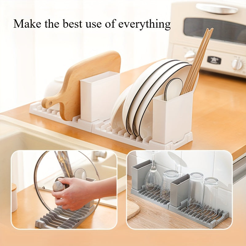 Bir qismli plastmassa oshxona idishlar uchun qattiq qopqog'i va suv tomchilash uchun idishlar qutisi bilan