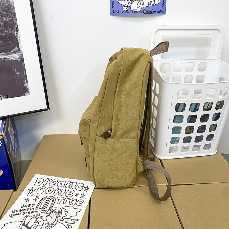 Canvas Backpack for Men Women with Adjustable Straps Fits 15-Inch Laptop for School Travel Work