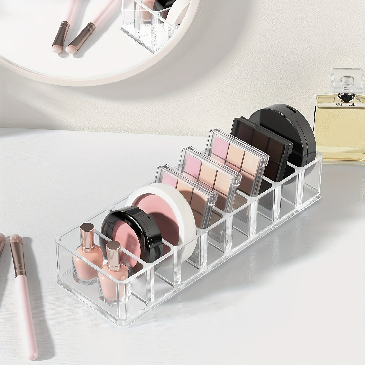 Acrylic Makeup and Jewelry Drawer Organizer with Detachable Compartments