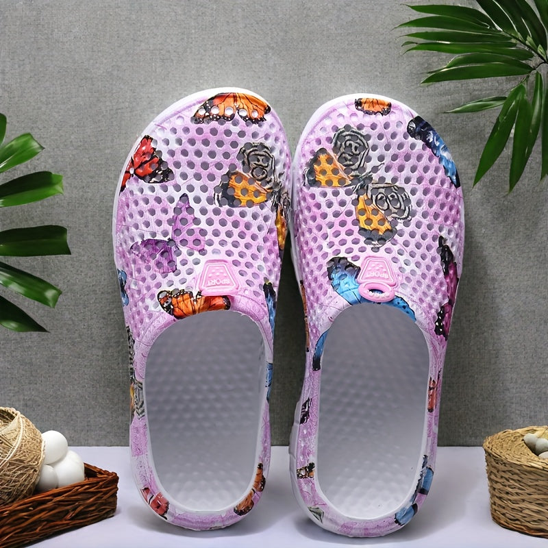 Women’s Butterfly Print Slip-On Sneakers Lightweight EVA Casual Shoes All-Season