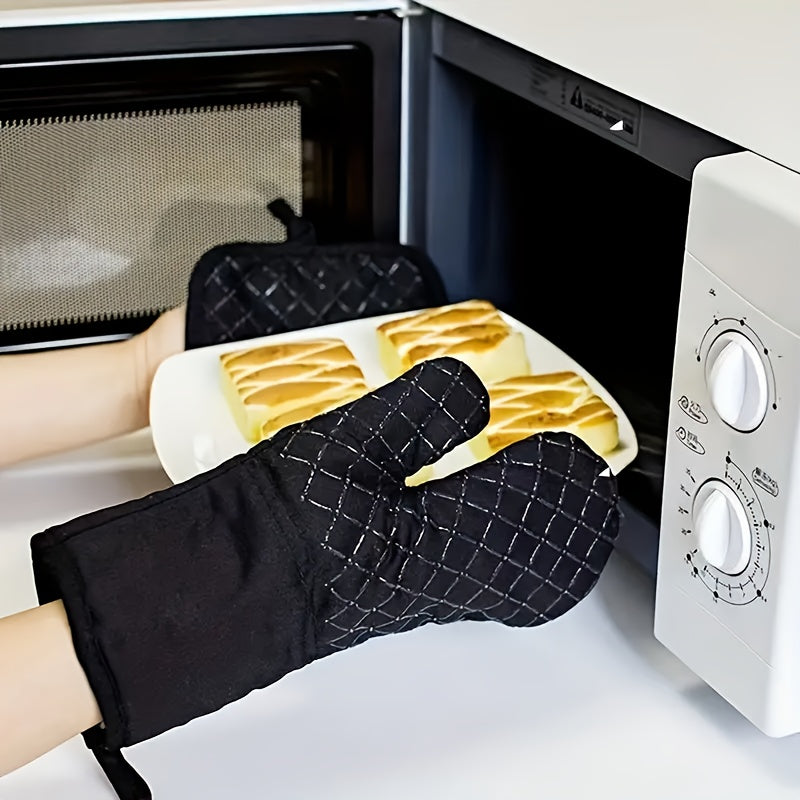 Set of 2 Silicone Oven Mitts and Pot Holders Heat Resistant Non-Slip Kitchen Baking Cooking