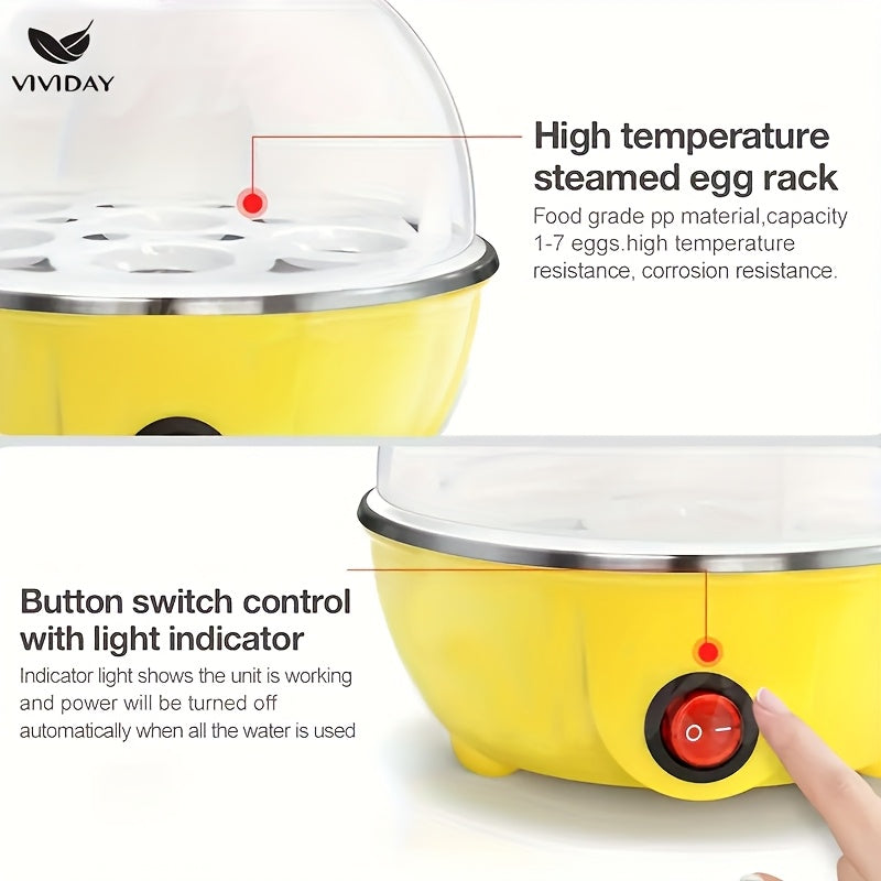 Yevropa Standartli Tuxum Pishirgich, uy uchun katta hajmli bitta qatlamli bug'li pishirgich, 7 tuxumni sig'ya oladi, avtomatik o'chirish funksiyasi bilan ko'p funksiyali, quruq qizib ketishni oldini oladi, nonushta uchun ideal