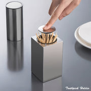 Stainless Steel Toothpick Dispenser with Automatic Pop-Up and Press-Open Feature