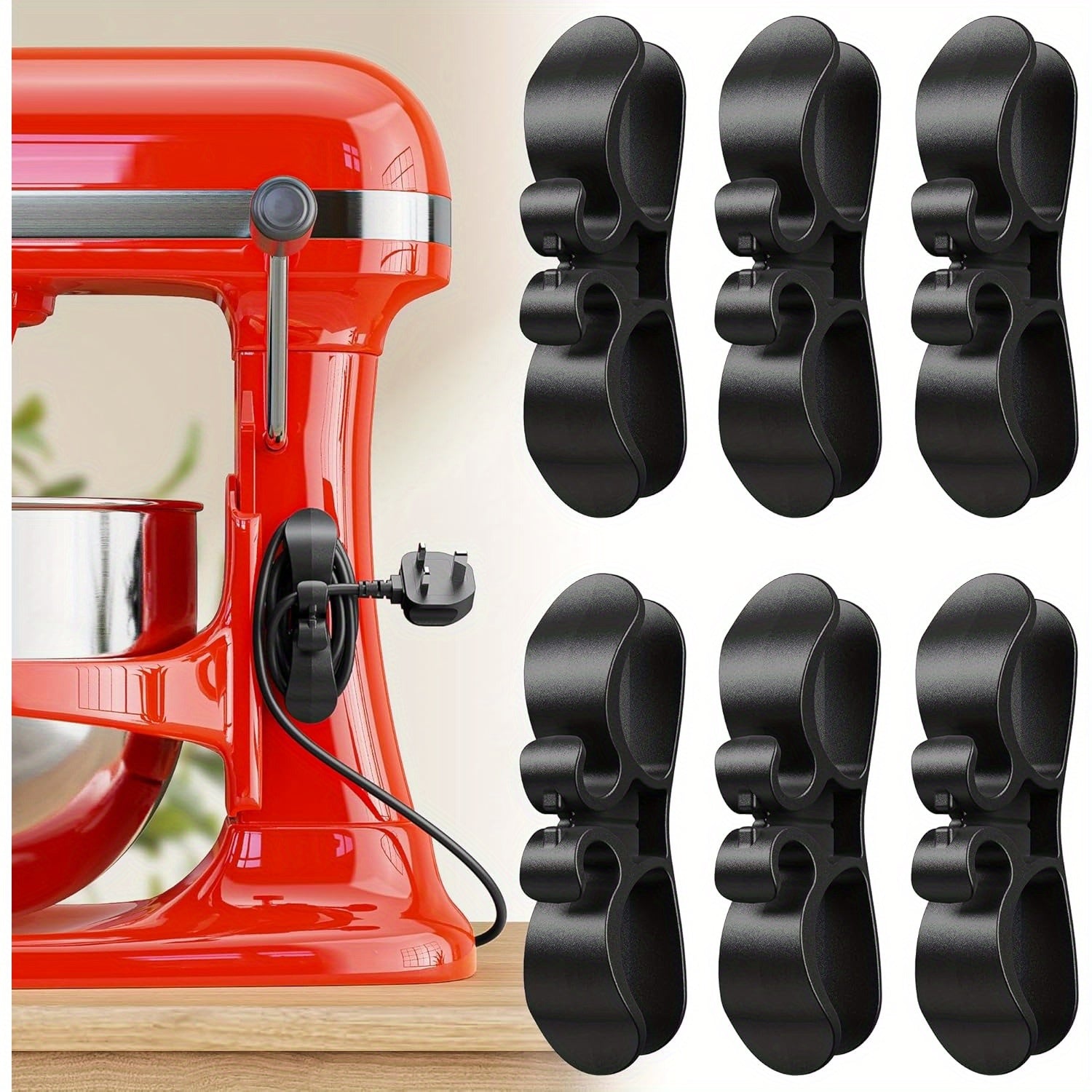 6 ta Shaffof Kabelni Boshqarish Lentalari - O'rnatiladigan Oshxona Qurilmalari Kabel Tashkilotchilari - Mikserlar, Bosim Pishirgichlar, Blenderlar, Qahva Pishirgichlar va Boshqalar uchun Mustahkam Kabel Ushtiruvchilar - Isiga va Koroziya Qarshi