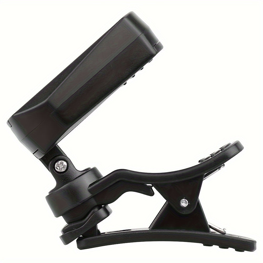 Chromatic Clip-On Guitar Tuner for Acoustic Electric Instruments Black ABS Battery Powered