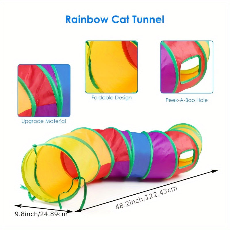 Foldable Fabric Cat Maze Tunnel for Indoor Play Exercise Hideaway