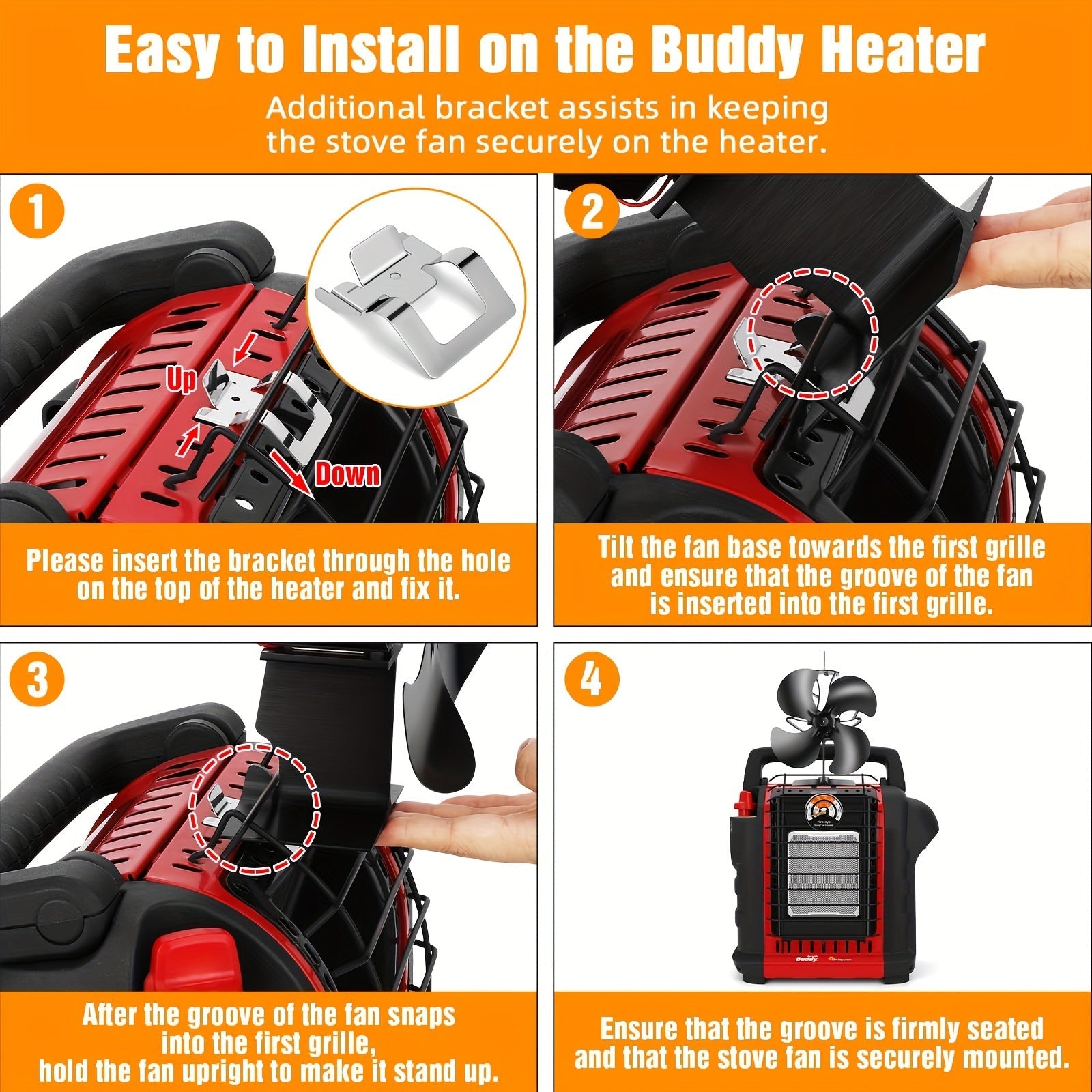 Aluminum Wood Stove Fan with Slot Lock Design for Fireplace and Camping