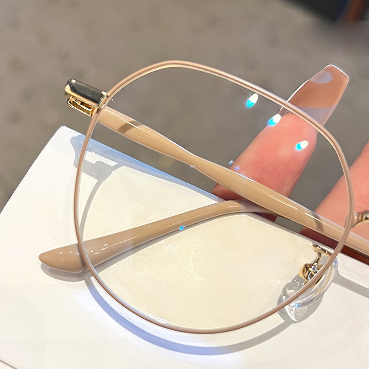 Round Glasses for Men Women Blue Light Protection Milk Coffee PC Frame Elegant Design