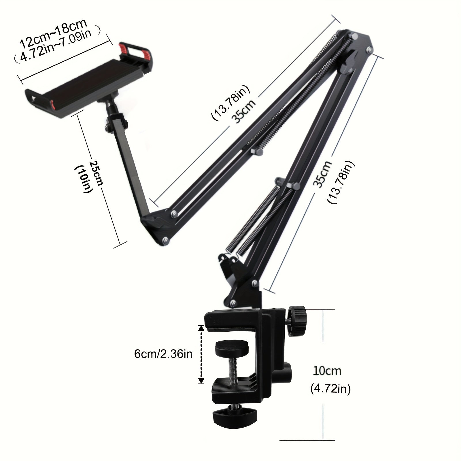 Soporte ajustable para tableta y teléfono en cuello de cisne de acero al carbono, rotación de 360°, resistente al agua, para cama, negro
