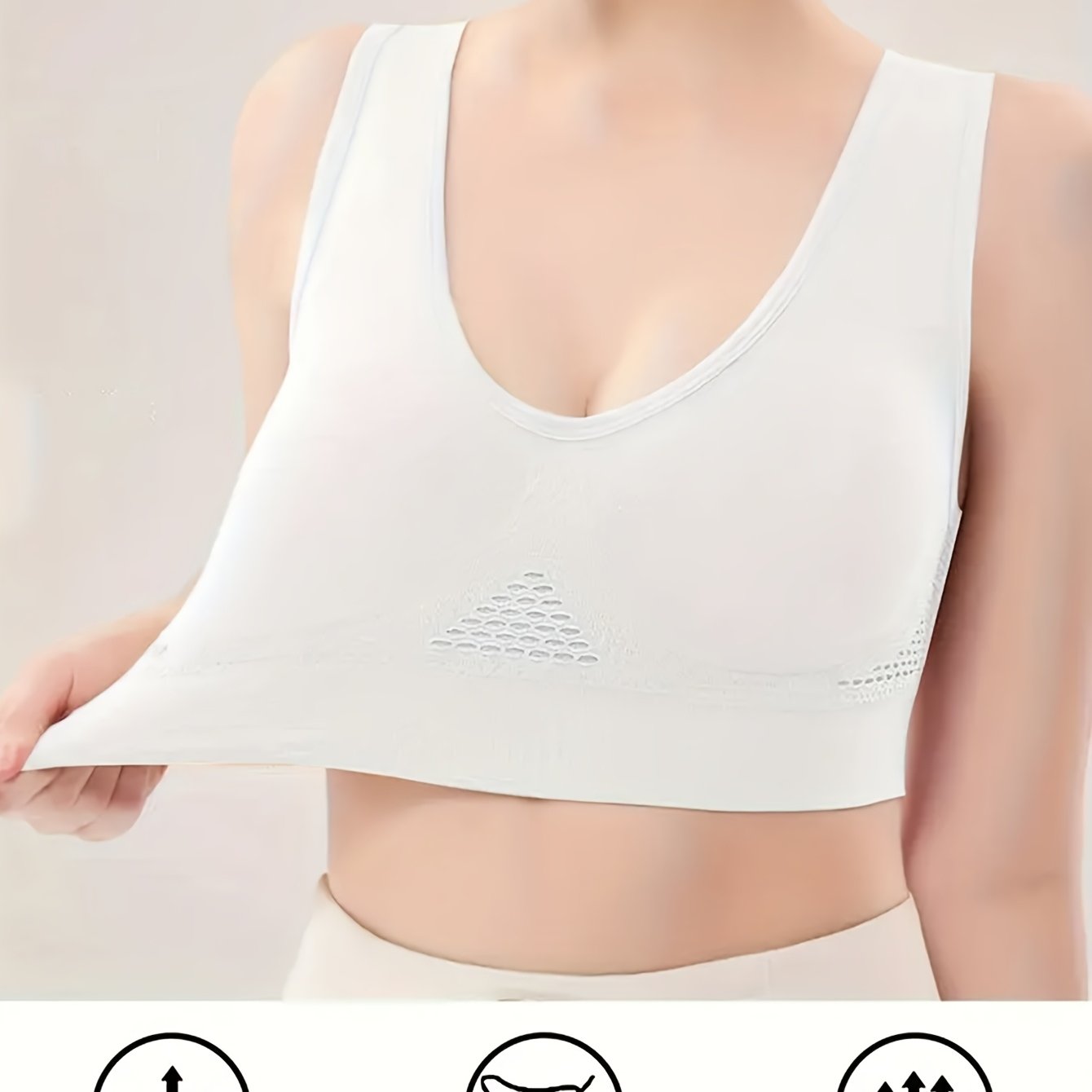 Women's Plus Size Seamless V-Neck Sports Bra with Breathable Mesh