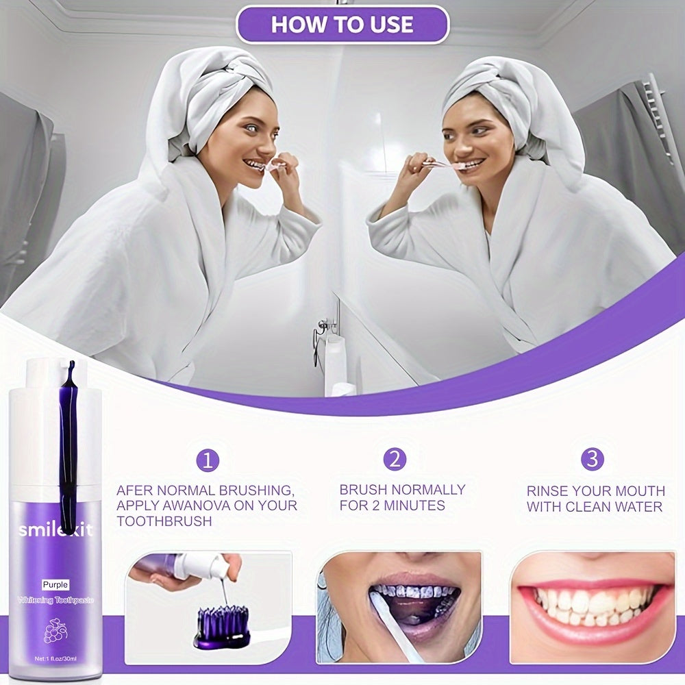 Purple Whitening Toothpaste Grape Flavored Deep Clean Paste for Fresh Breath 1 Pack