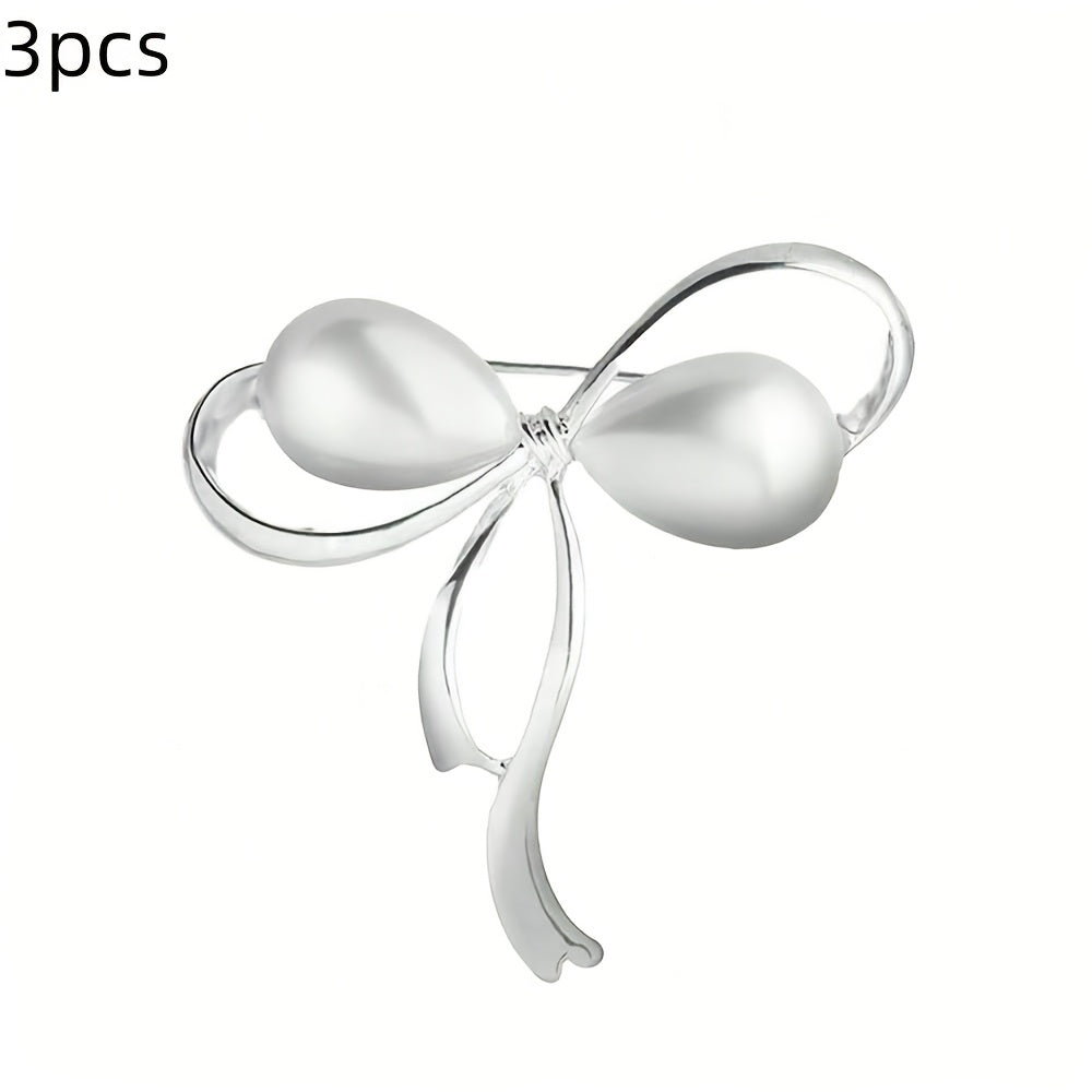 Set of 3 Men's and Women's Tie Pins Brooches Elegant Silver Tone Accessories