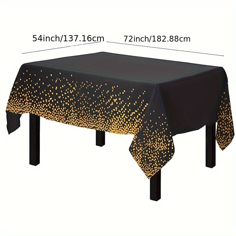 Black and Gold Dot Tablecloth for Parties and Events Easy to Clean Eco-Friendly 60x84 Inches