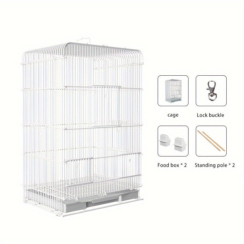 Large Metal Bird Cage for Parrots Budgies and Canaries Spacious Villa Style with Perches and Accessories