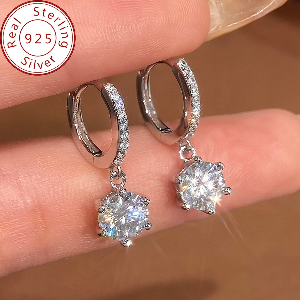 925 Silver Earrings for Women with Moissanite 1ct Prong Set Jewelry for Special Occasions