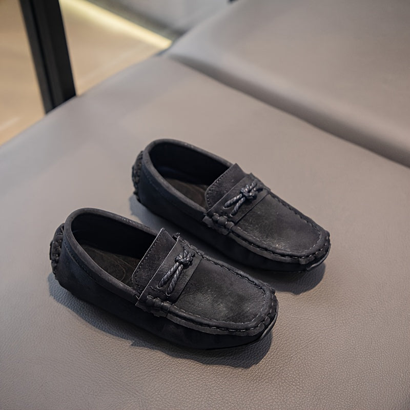 Kids Boys Casual Low Top Slip-On Shoes with Bow for Ages 14 and Under