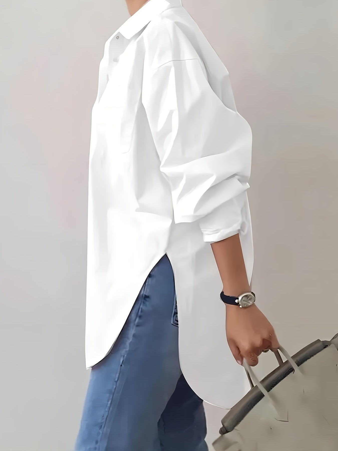 Women's Long Sleeve Polo Shirt Made of 100% Polyester Woven Fabric for Spring Summer Adult