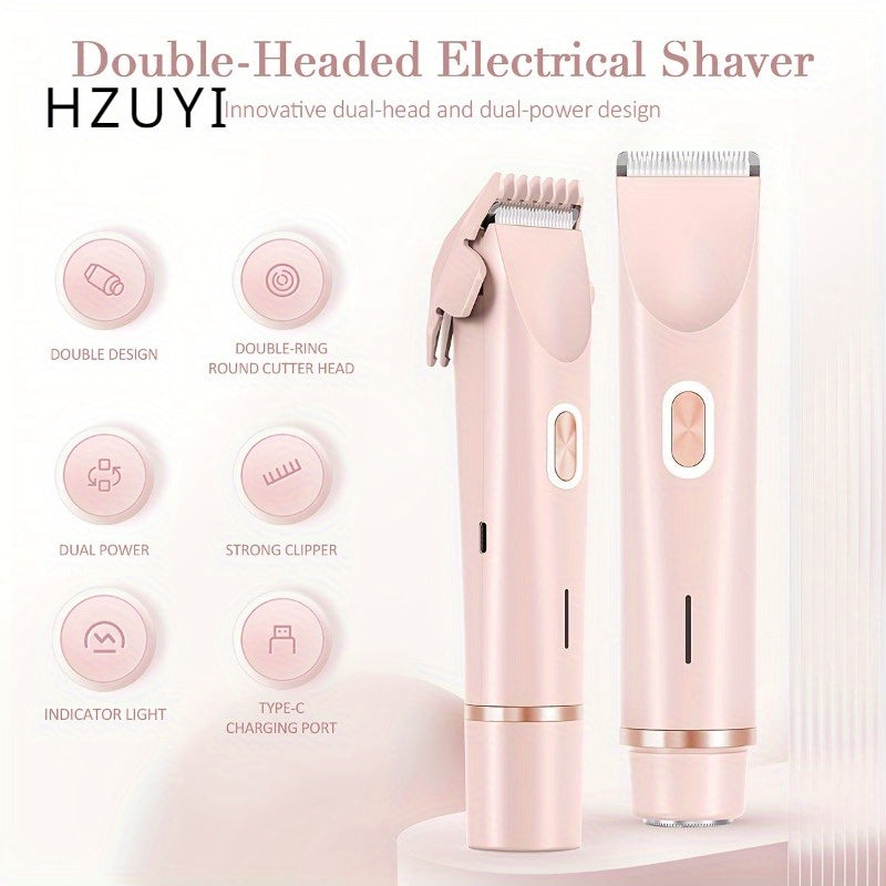 Afeitadora eléctrica 2 en 1 para mujer, cara, brazos, muslos y cuerpo, recargable por USB, batería de litio