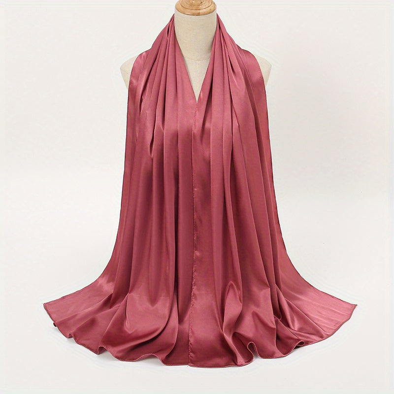 Solid Color Chiffon Shawl and Satin Hijab for Casual Outdoor Sun Protection