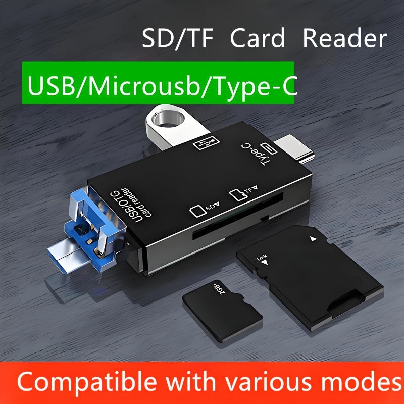 Multi-Functional 6-in-1 OTG Card Reader Adapter for SD TF USB Flash Drive