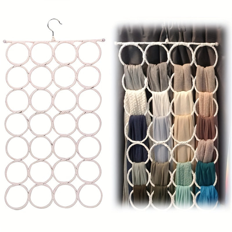 Ko'p rangli rattan qog'oz halqalar bilan temir doira sharf tutgichi, bog'lamlar va sharflarni tartibga solish uchun