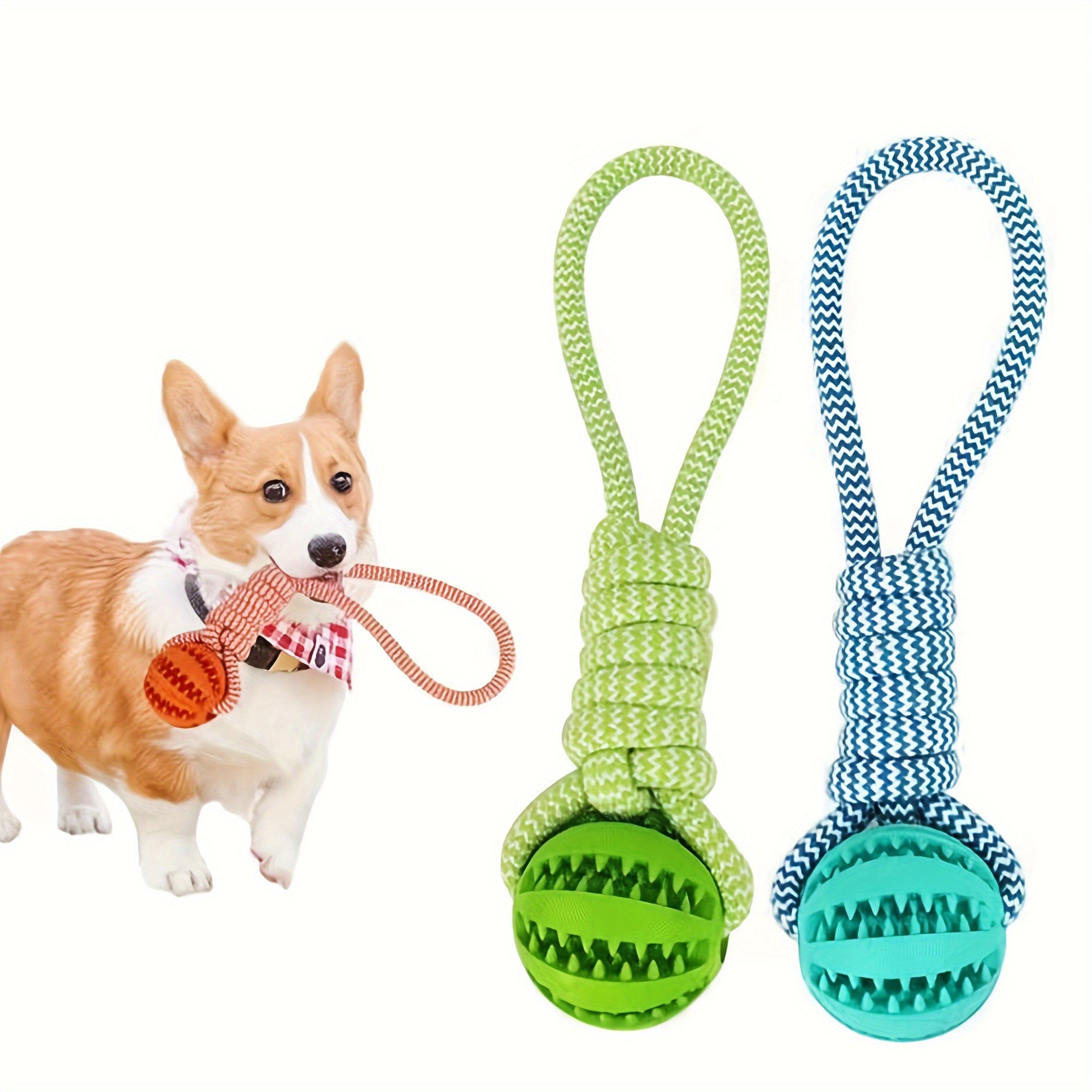 Durable Dog Toy with Braided Rope Knot and Handle for Chew Training Tug and Fetch