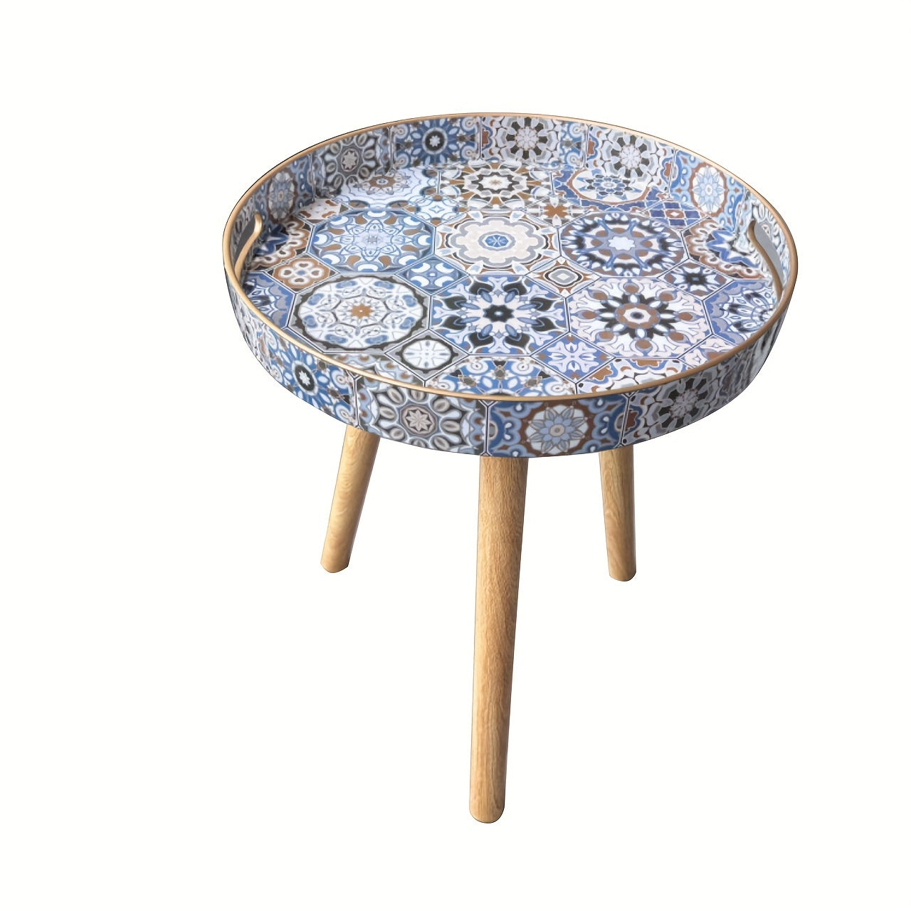Decorative Sculpture and Wooden Tray with Detachable Legs for Bohemian Coffee Table