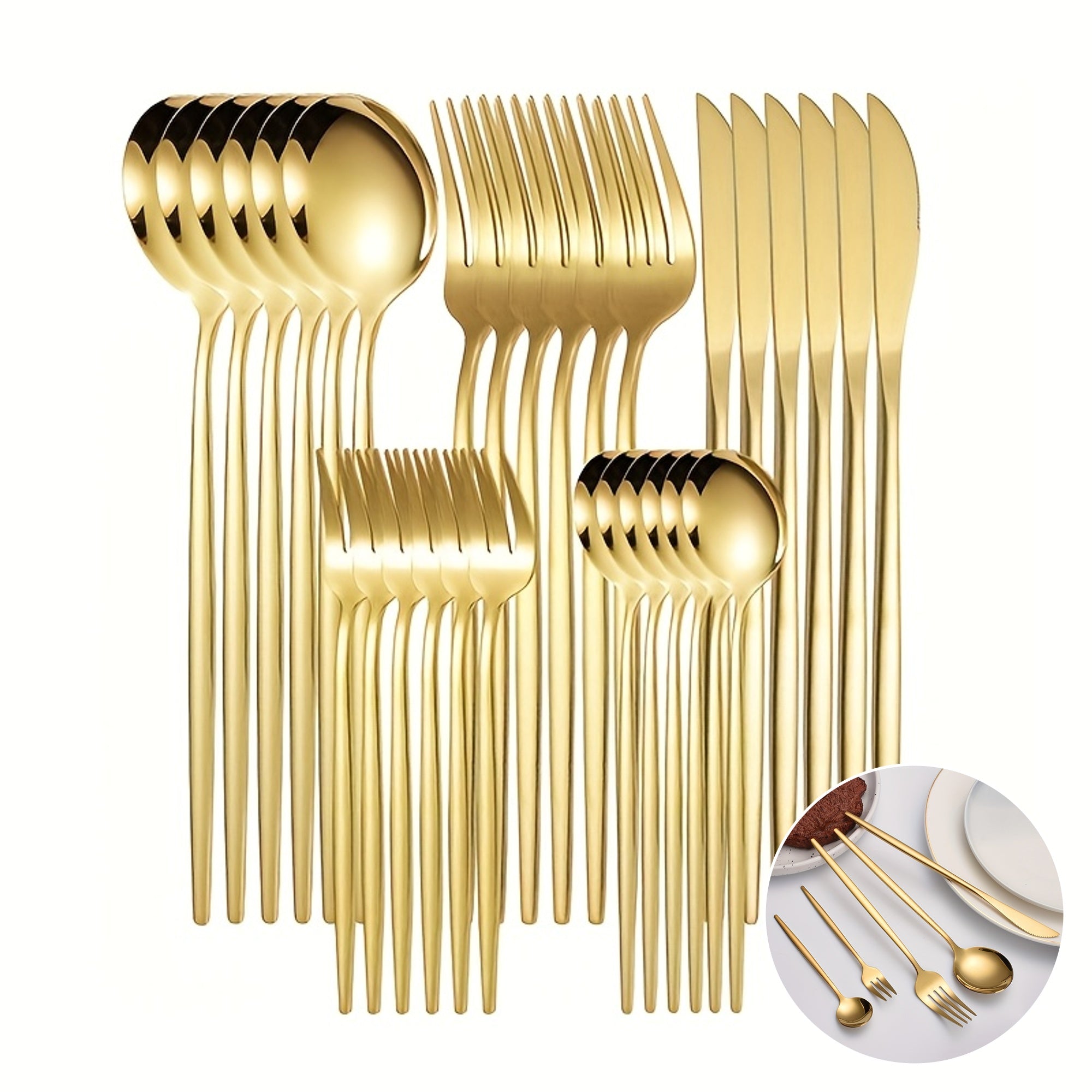 30-Piece Stainless Steel Cutlery Set in Gift Box for Home Restaurant Hotel Use