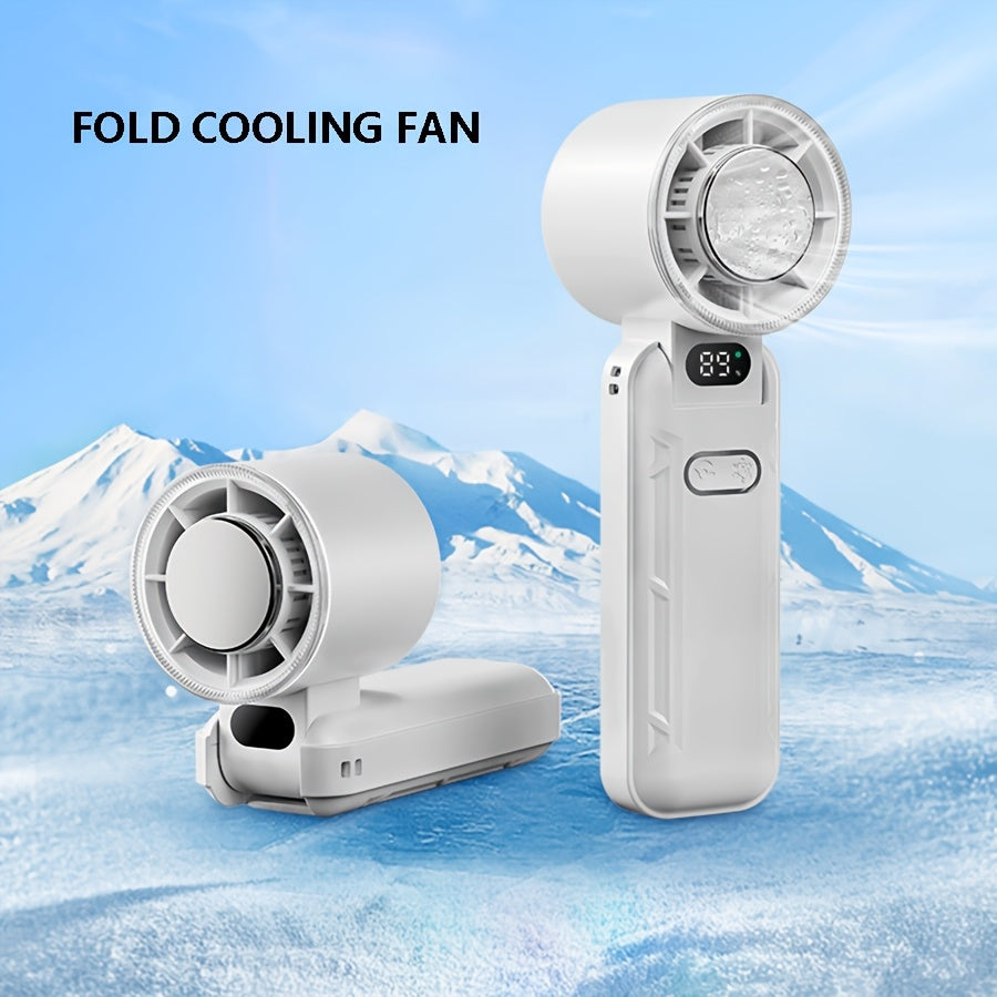 Portable Folding Handheld Fan with 100-Speed Turbo, USB Rechargeable, Wearable Design
