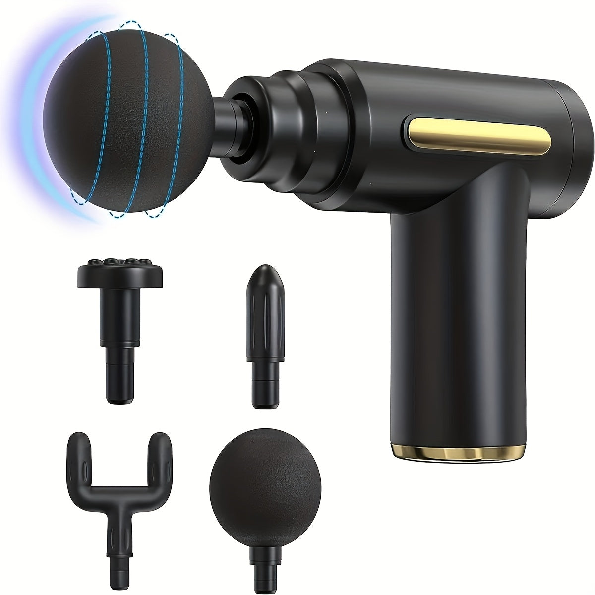 Pistola de masaje de mano recargable por USB portátil con pantalla táctil LED y cabezales intercambiables