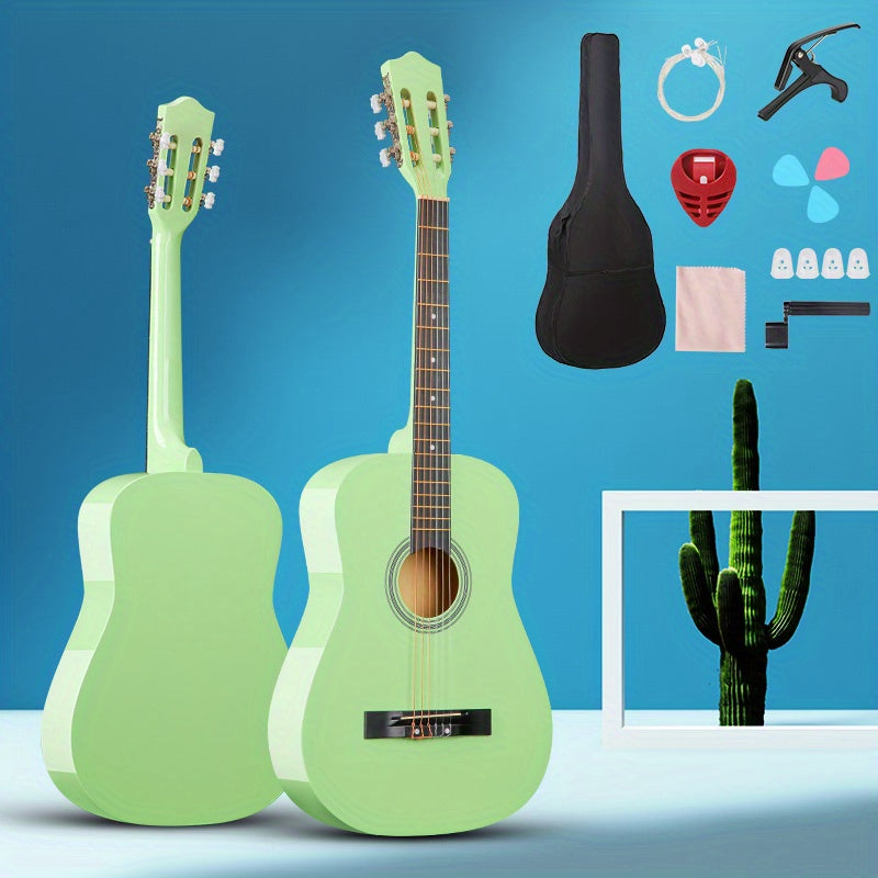 Kit de guitarra acústica clásica para adultos y adolescentes de 30/38 pulgadas con púas, bolsa y estuche