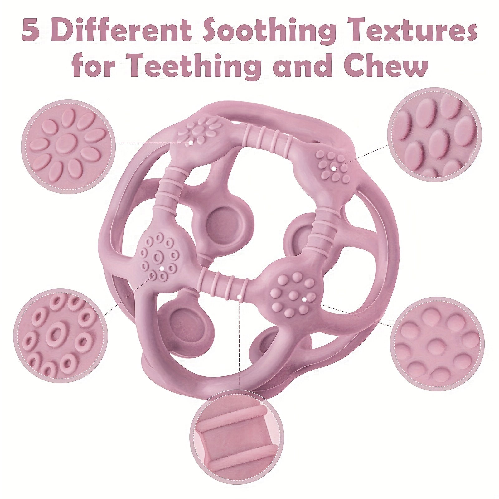 TYRY.HU Silikon Bolalar Tishlash To'pi - Geometrik Dizayn, Bolalar va Kichiklar uchun Oson Ushtirish - Rojdestvo va Shukrona Kuni uchun Ajoyib Ta'gif - Turli Ranglarda Qaynatish Mashinasida Yuvish Mumkin - Bolalar uchun Tishlash O'yinchoqlari